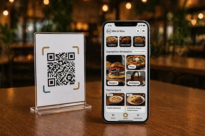 QR Menu σε κινητό για εστιατόριο